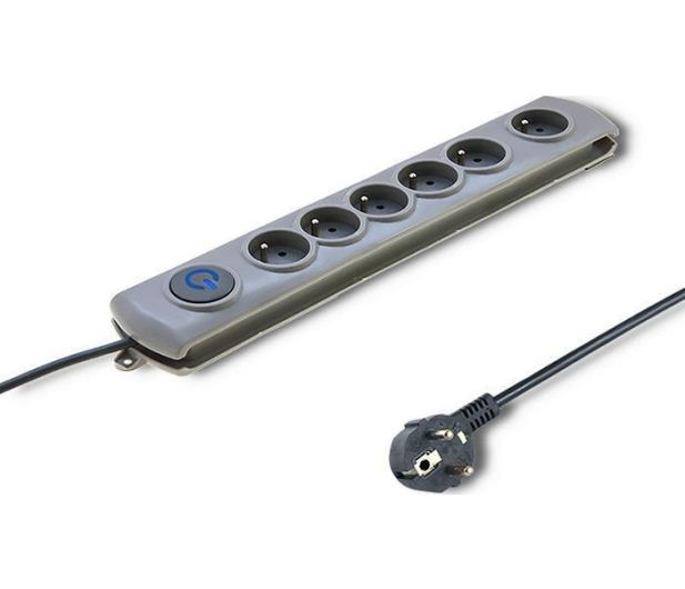Qoltec Listwa antyprzepięciowa - 6 gniazd, 5m, szara - 1122547 - zdjęcie